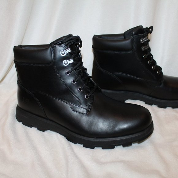 NIB UGG MEN\'S STENTON WINTER LEATHER WATER‎ RESISTANT BOOTS BLACK main image 8